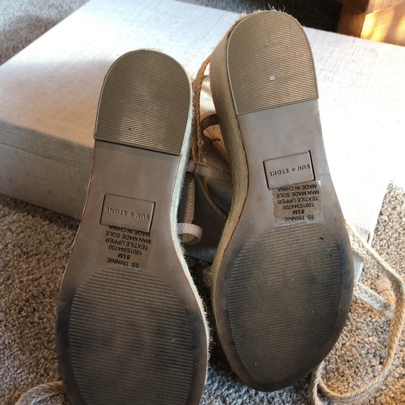 Like new Sun + Stone Trinnie strappy tall espadrille wedge sandal 8.5 - Picture 7 of 9